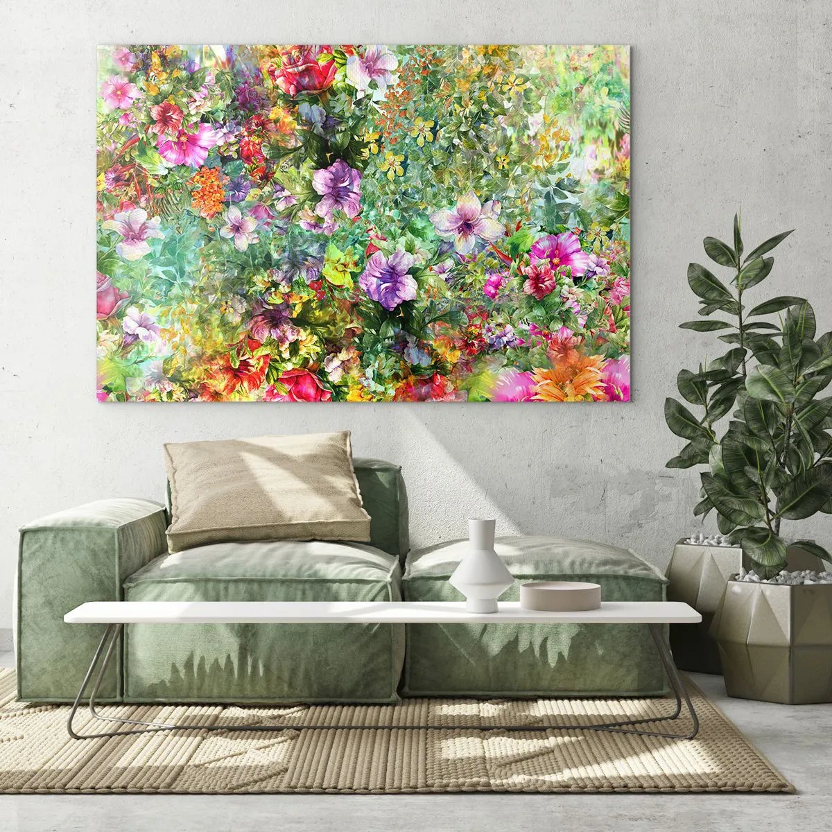 Üveg kép - Színes virágok művészi kompozícióban - 70x50cm - Virágokban a vesztünk - Modern fali dekoráció nappalihoz és hálószobához ARTTOR