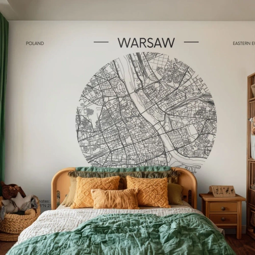 Fotótapéta Standard Eco - Varsó anatómiája - Térkép, Varsó, Lengyelország - 250x175 cm