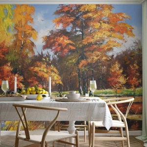 Öntapadós Fotótapéta Deluxe Sticker - Tájkép aranyban és bronzban - Tájkép, Erdő, Impresszionizmus - 500x350 cm