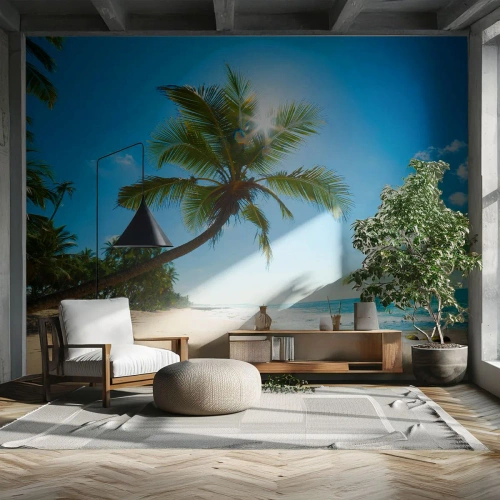 Fotótapéta Standard Eco - Nem mutatni senkinek - Tájkép, Strand, Kókuszpálma - 400x280 cm
