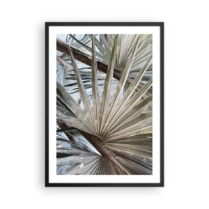 Poszter fehér keretben - Pasztell árnyalatú pálmalevelek közeli képe - 50x70cm - Legyező a trópusokon - Modern fali dekoráció nappalihoz és hálószobához ARTTOR