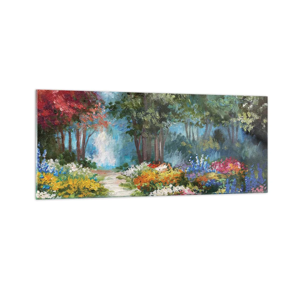 Üveg kép - Erdei kert, virágos erdő - 100x40 cm