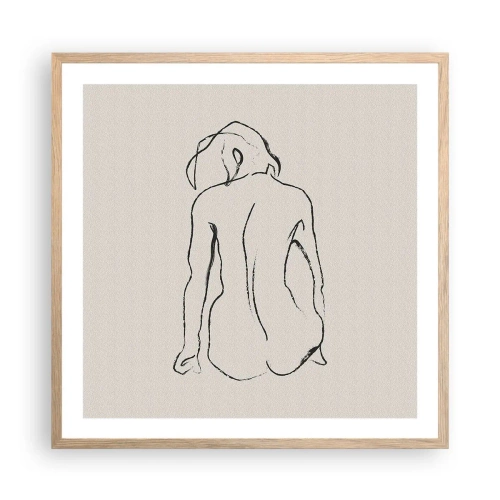 Poszter világos tölgy keretben - Lány meztelenül - 60x60 cm