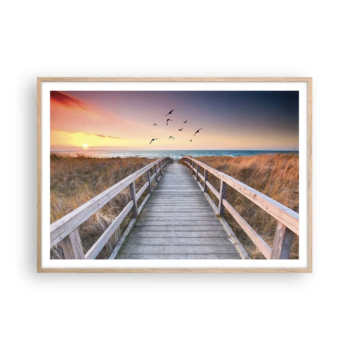 Poszter világos tölgy keretben - Repülési tér - 100x70 cm