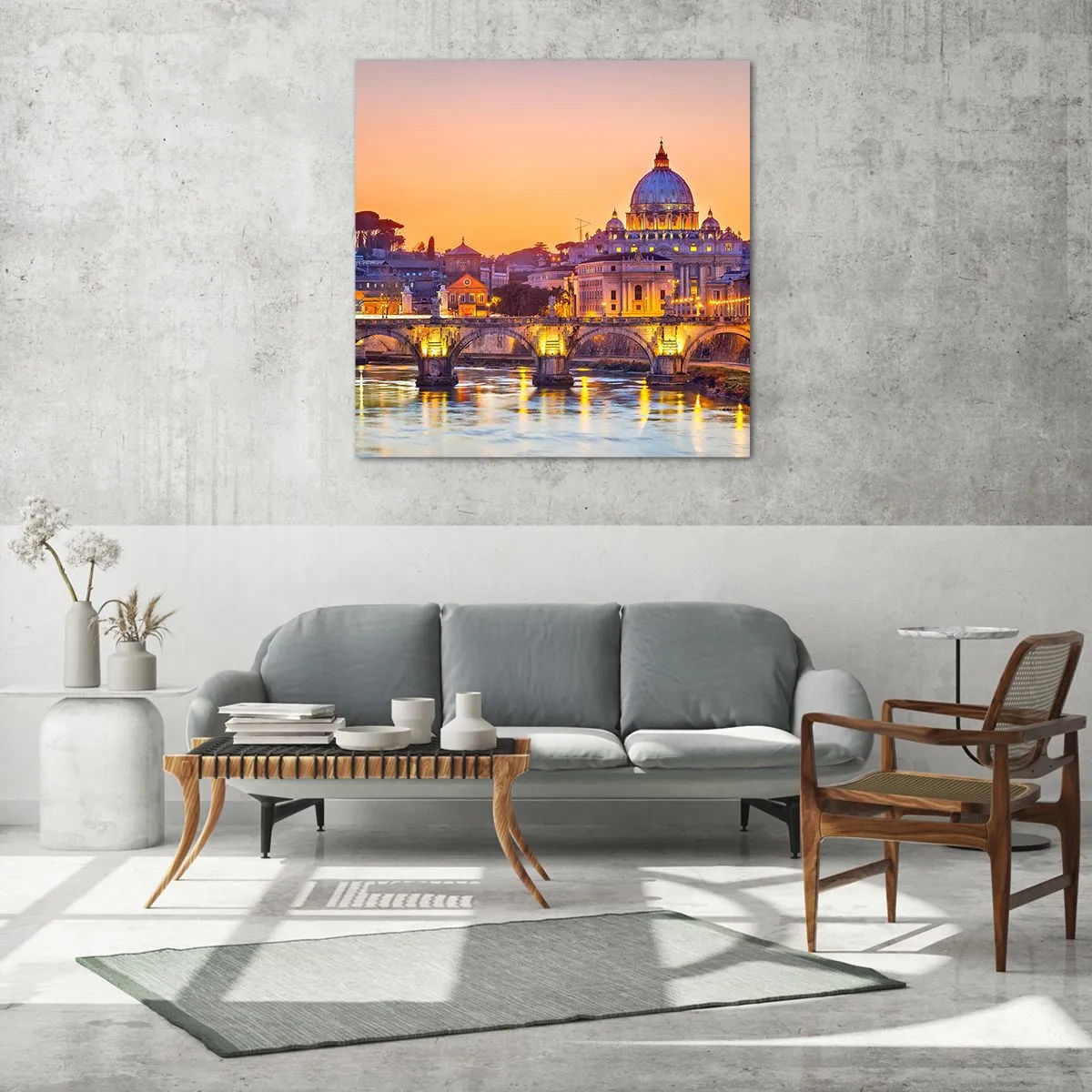 Üveg kép - Naplemente az örök város felett - 60x60 cm