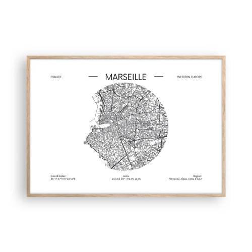 Poszter világos tölgy keretben - Marseille anatómiája - 100x70 cm
