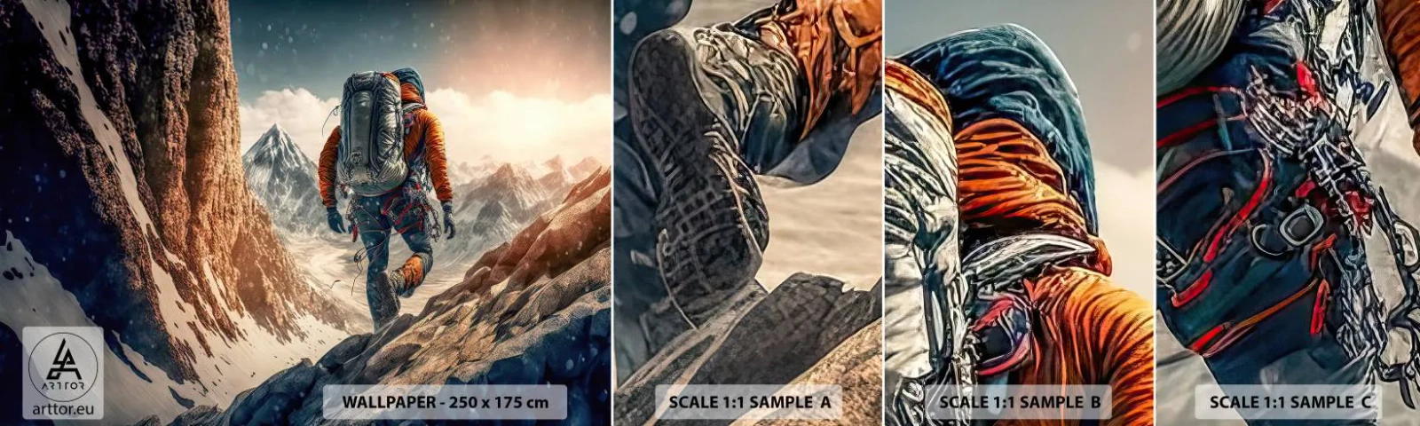 Fotótapéta Minta Öntapadós Deluxe Sticker - Magányos harcos - Alpok, Mászó, Hegyek - 100x30 cm