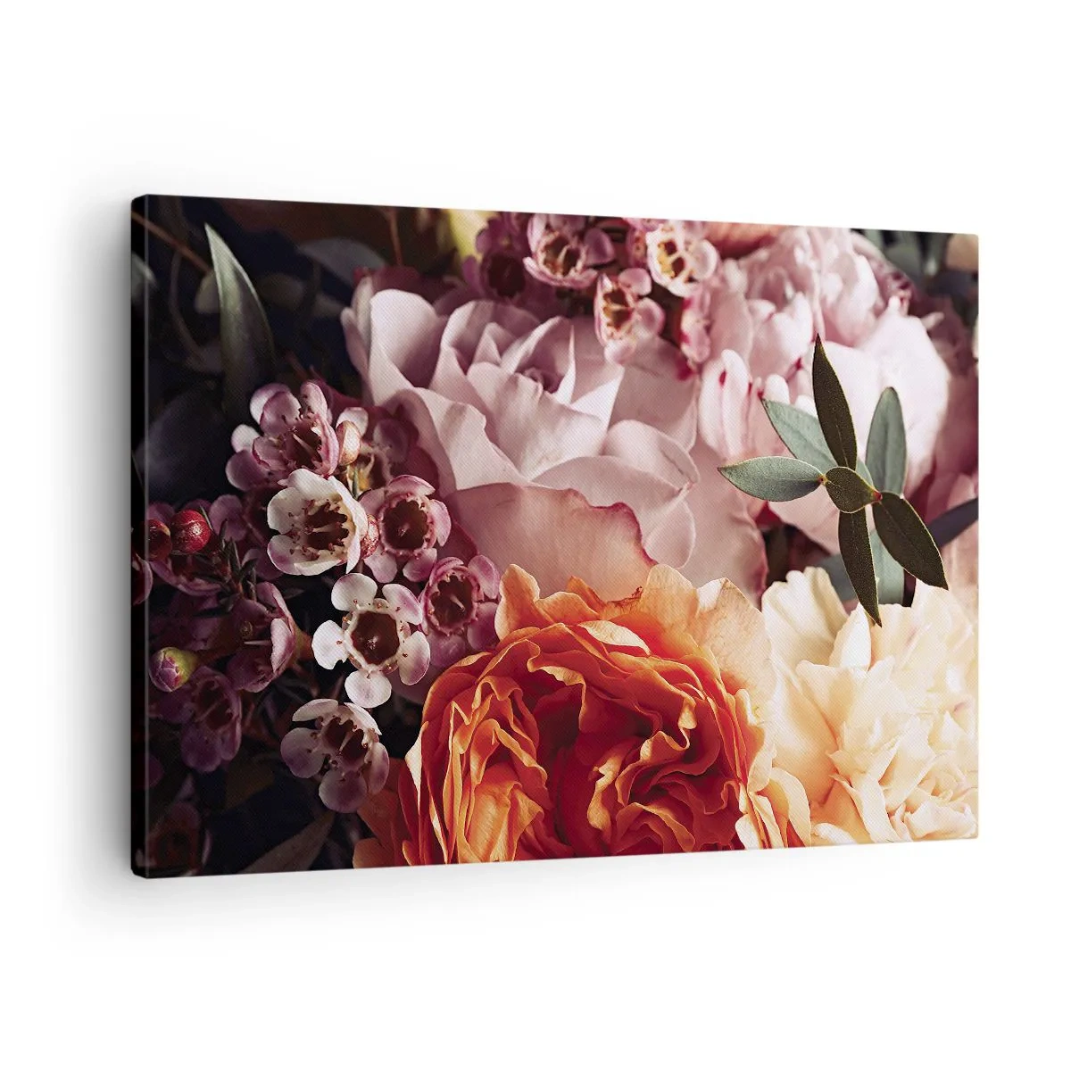 Vászonkép - Egy színes virágkompozíció közeli képe - 70x50cm - Szépségbe burkolózva - Modern fali dekoráció nappalihoz és hálószobához ARTTOR