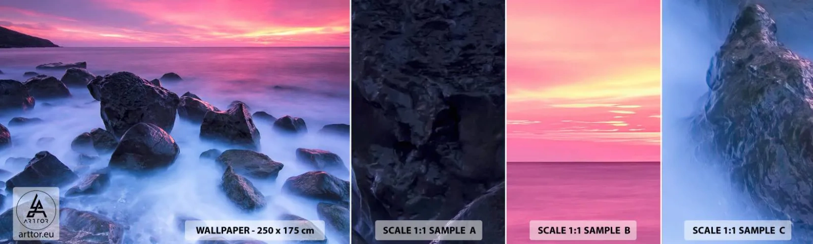 Fotótapéta Minta Standard Eco - Születés fényben és ködben - Tájkép, óceán, Napnyugta - 100x30 cm