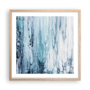 Poszter világos tölgy keretben - Kék jégcsapok - 50x50 cm