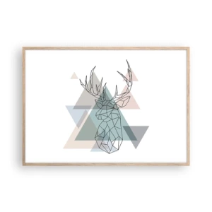 Poszter világos tölgy keretben - Egy geometrikus erdőben - 100x70 cm