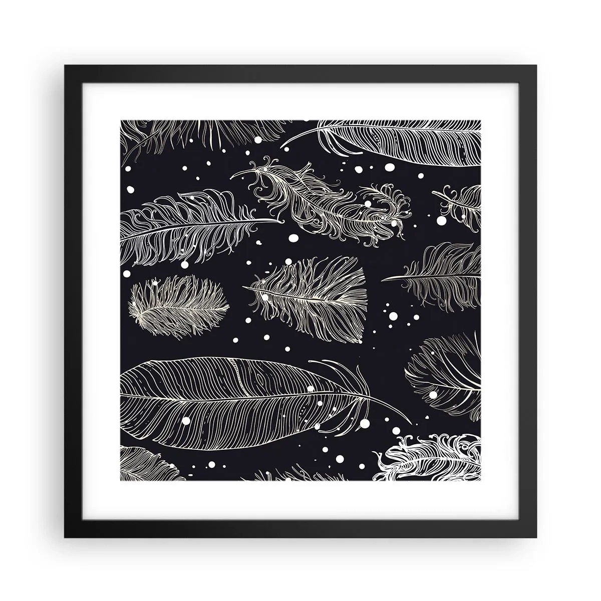 Poszter fehér keretben - Tollas csipke - 40x40 cm