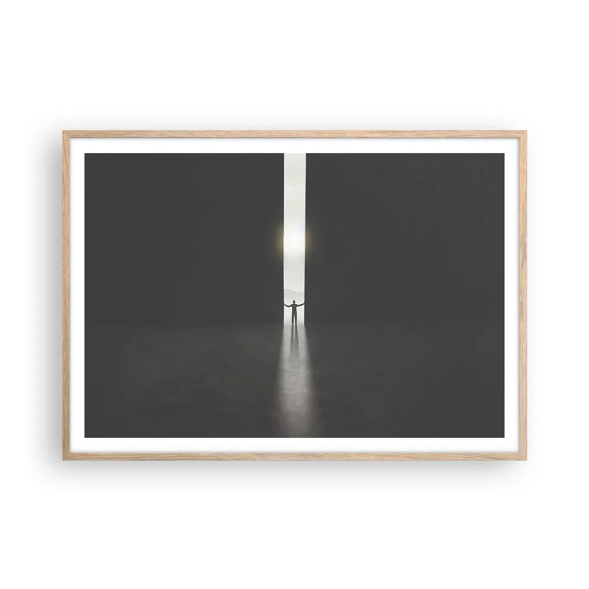 Poszter világos tölgy keretben - Egy lépés a fényes jövő felé - 100x70 cm