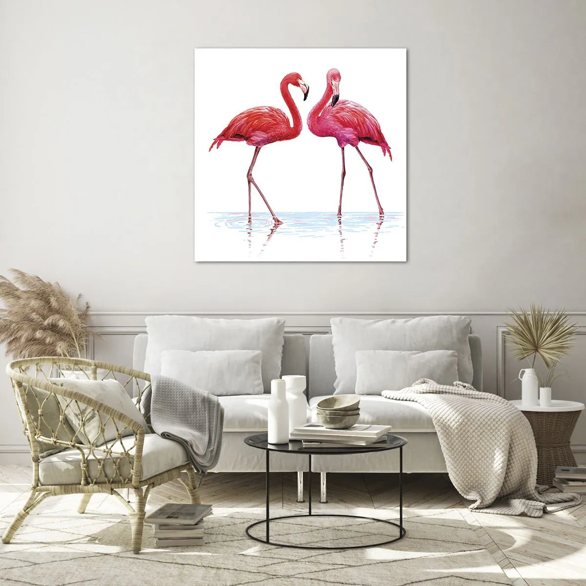 Üveg kép - Rozsaszín randez-vous - 30x30 cm