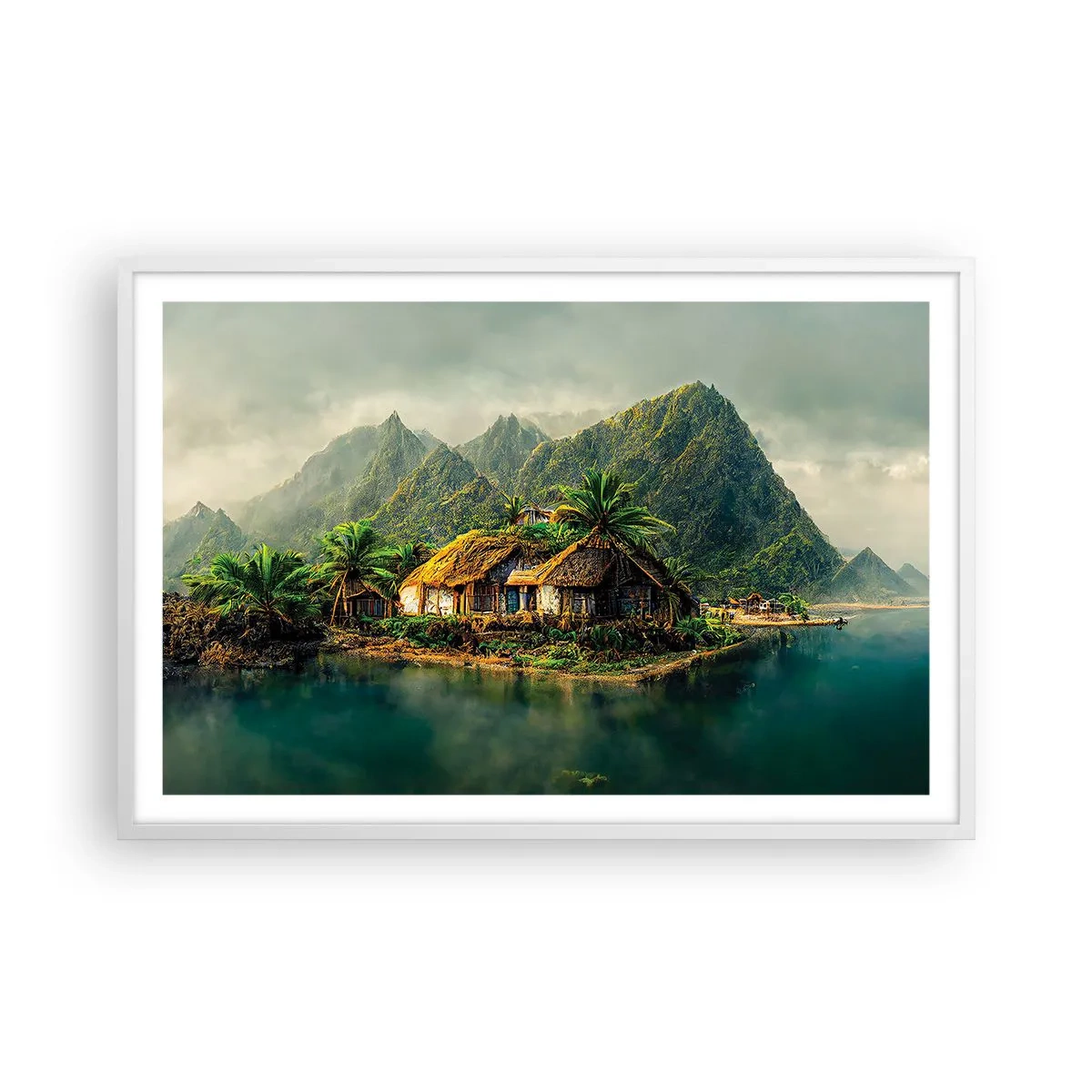 Poszter fekete keretben - Trópusi paradicsom - 91x61 cm