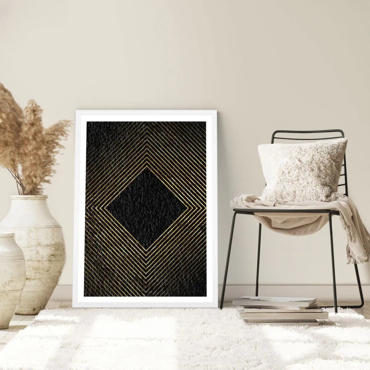 Poszter fekete keretben - Geometria glamour stílusban - 30x40 cm