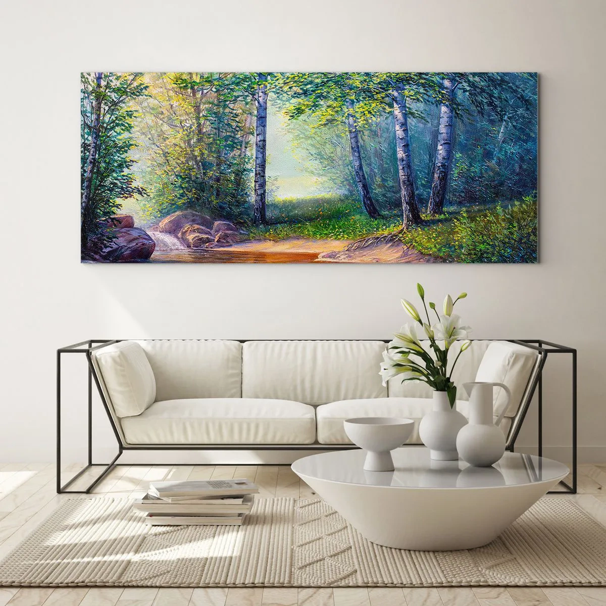 Üveg kép - Idilli táj - 100x40 cm