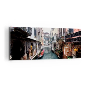 Vászonkép - Velencei táj gondolával és híddal - 100x40 cm