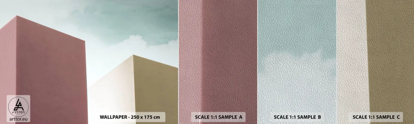 Fotótapéta Minta Premium Sand - Egy napsütéses nyár geometriája - Épületek, Építészet, Háromdimenziós - 100x30 cm