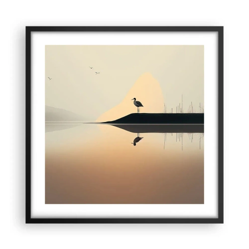 Poszter fehér keretben - Ember a tavon - 50x50 cm