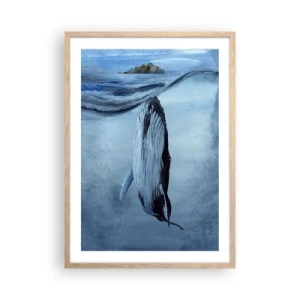 Poszter világos tölgy keretben - Észak két világa - 50x70 cm