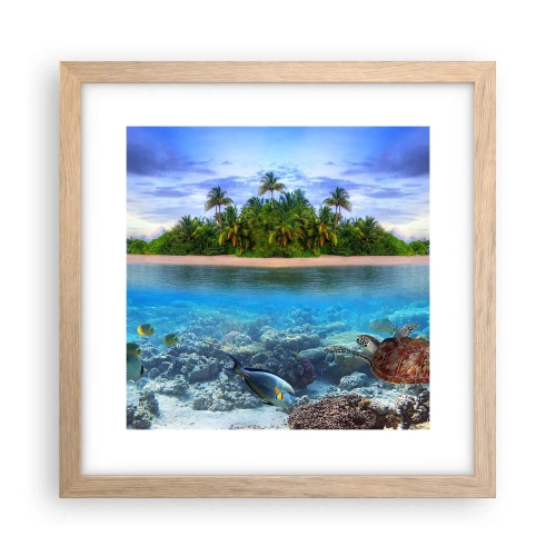 Poszter világos tölgy keretben - Vár a Mennyei Sziget - 30x30 cm