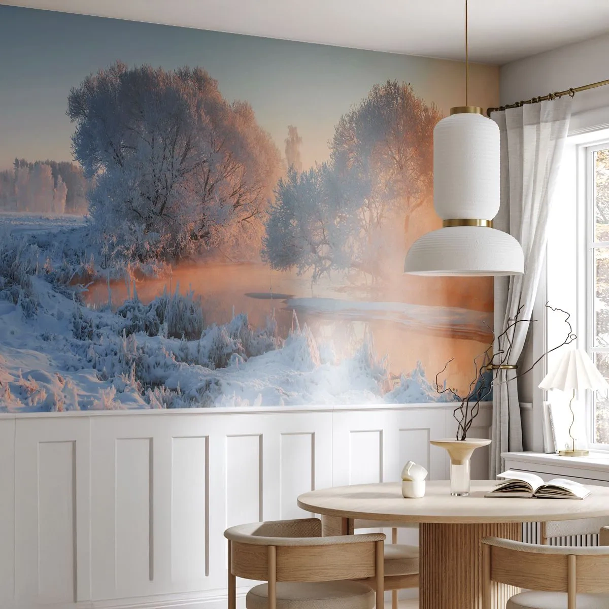 Öntapadós Fotótapéta Deluxe Sticker - A napos kristályban minden ragyog - Tájkép, Téli, Folyó - 150x105 cm