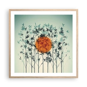 Poszter világos tölgy keretben - Japán nap - 60x60 cm