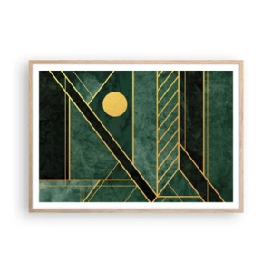 Poszter világos tölgy keretben - Az arany és azúrkék dinamikája - 100x70 cm