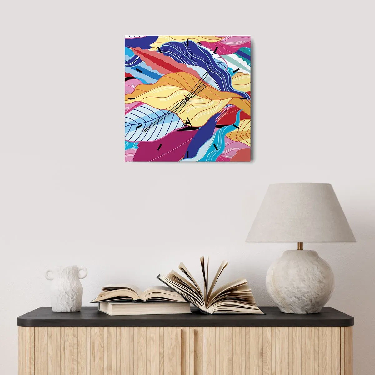 Falióra, Óra - Színes rendetlenség - 30x30 cm