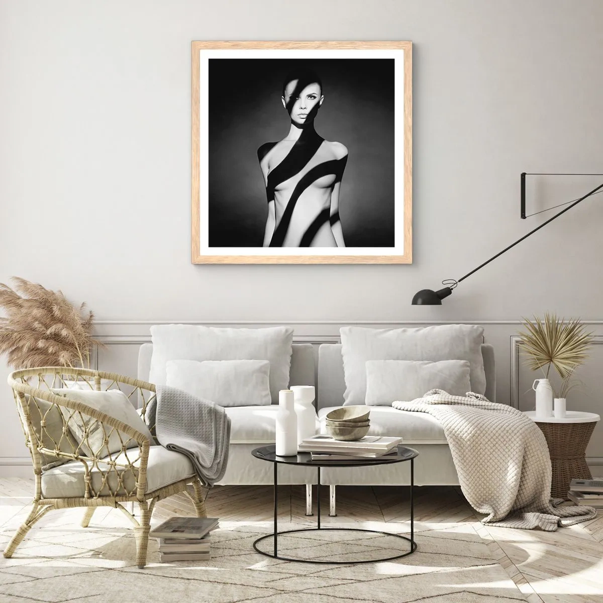 Poszter világos tölgy keretben - Fényben és árnyékban - 60x60 cm