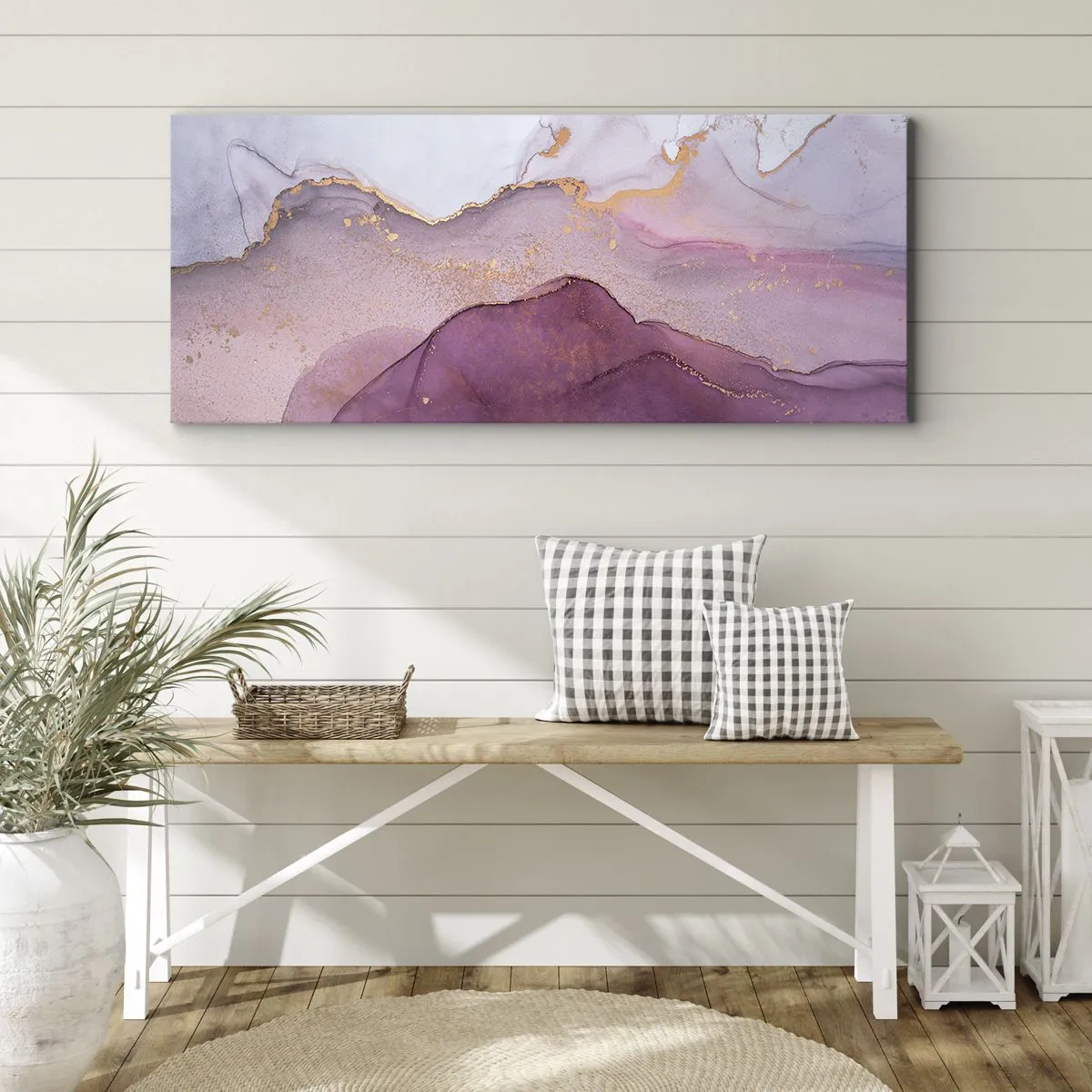 Vászonkép - Lila és orgonaszínű hullámok - 160x50 cm