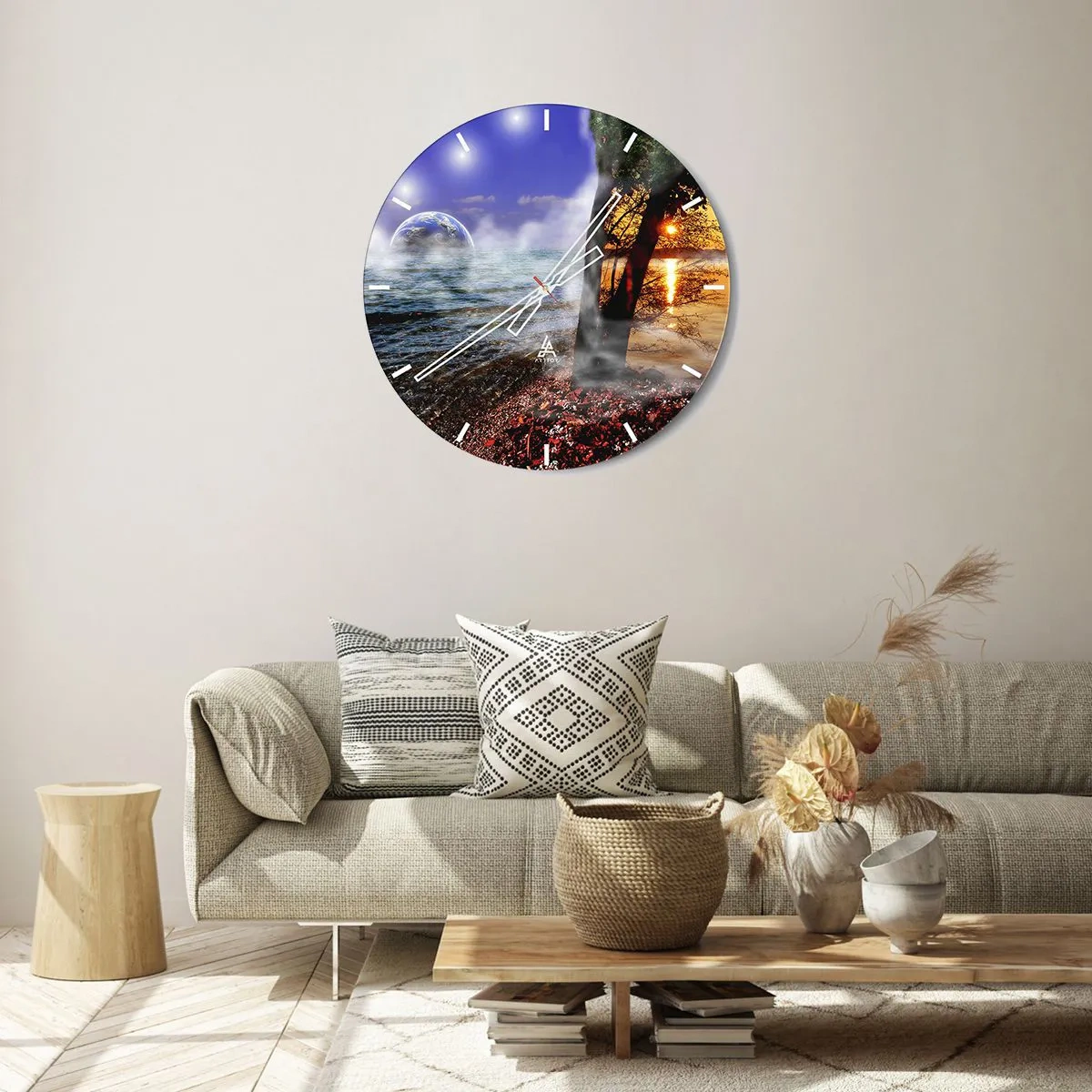 Falióra, Óra - Szürreális táj - a természet egysége - 30x30 cm