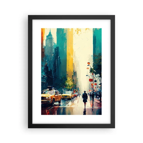 Poszter fehér keretben - New York - itt még az eső is színes. - 30x40 cm