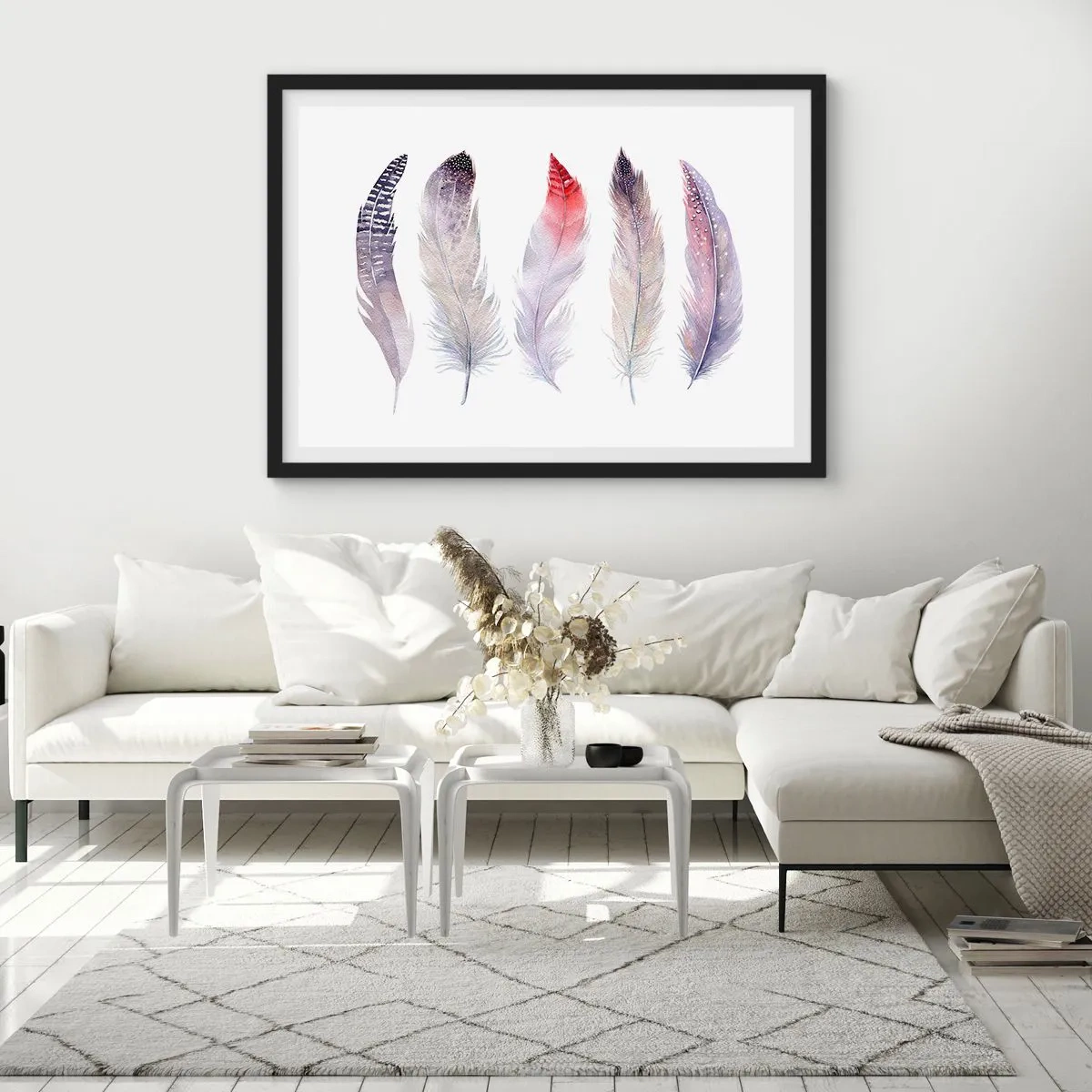 Poszter fehér keretben - Gyengéd, mint a sokszínű köd - 70x50 cm