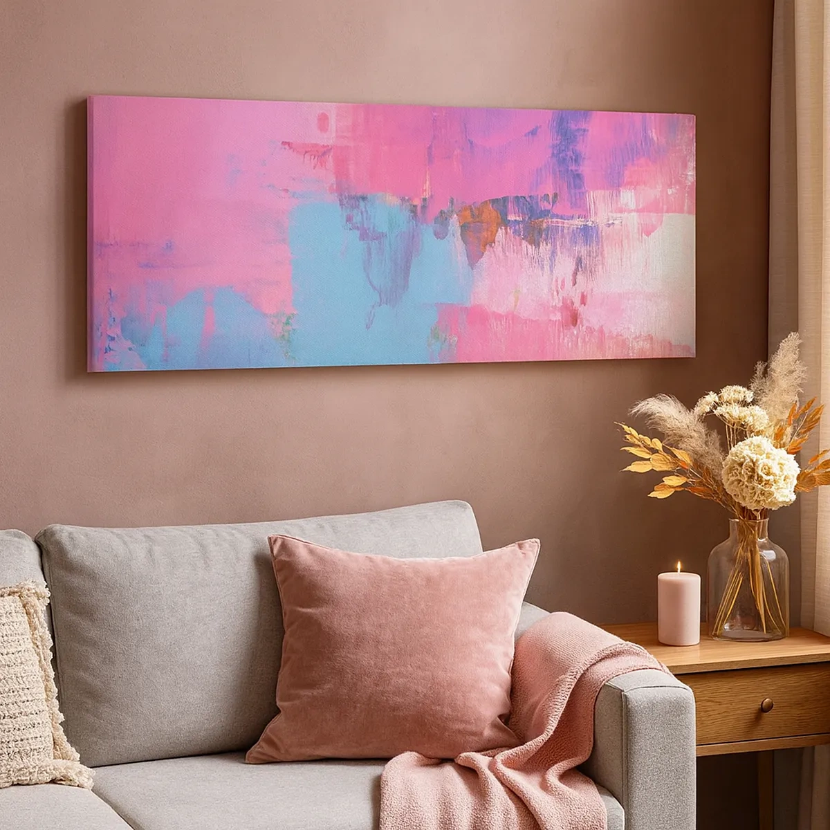 Vászonkép - Rózsaszín, kék és egy csipetnyi fény - 30x30 cm