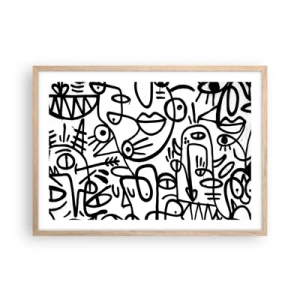 Poszter világos tölgy keretben - Arcok és délibábok - 70x50 cm