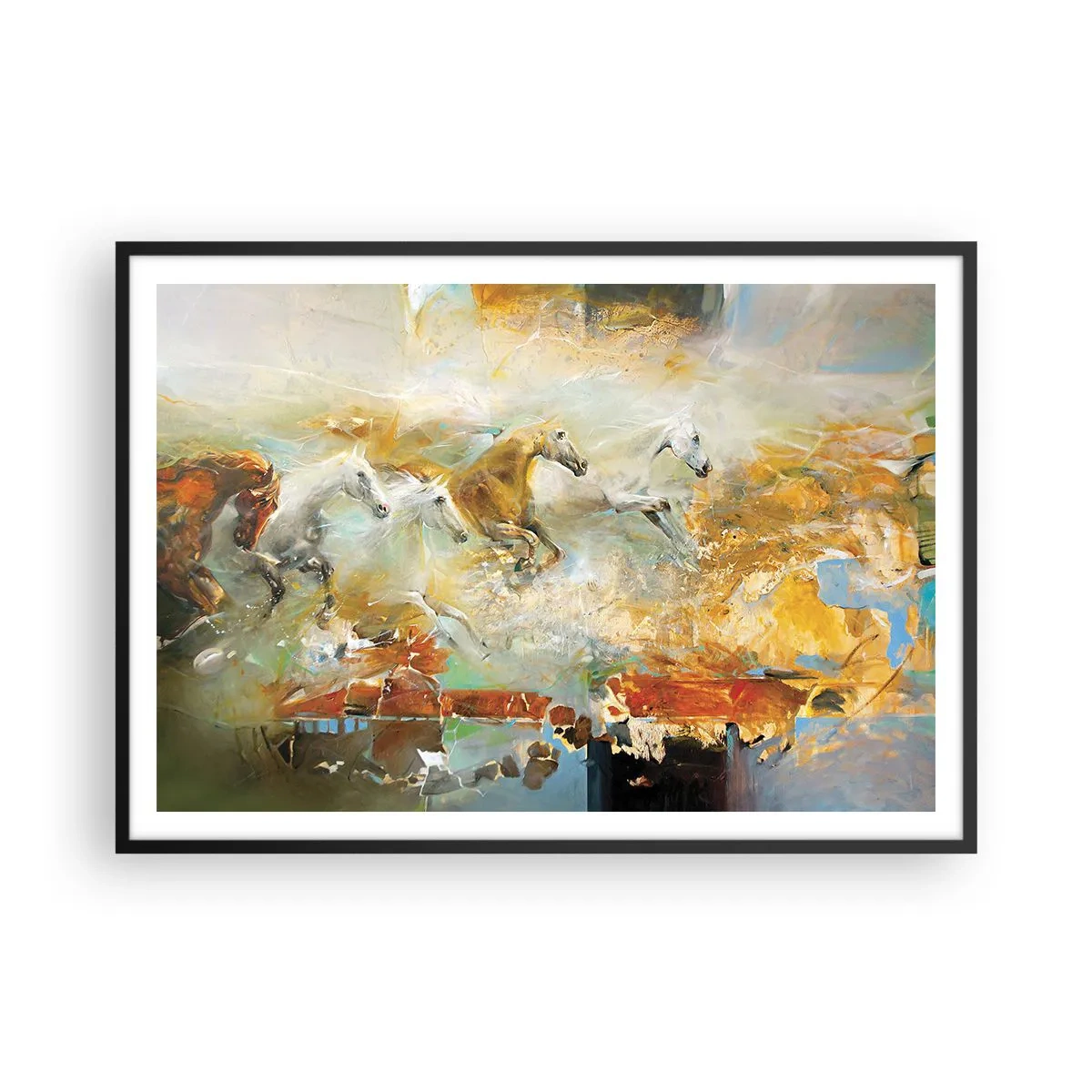 Poszter fehér keretben - Vágta a fényen át  - 100x70 cm