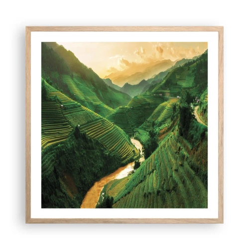 Poszter világos tölgy keretben - Vietnámi völgy - 60x60 cm