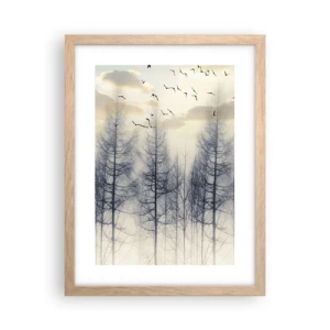 Poszter világos tölgy keretben - Erdei szellemek - 30x40 cm