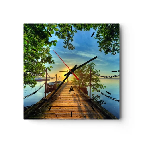 Falióra, Óra - Naplemente a víz felett - 40x40 cm