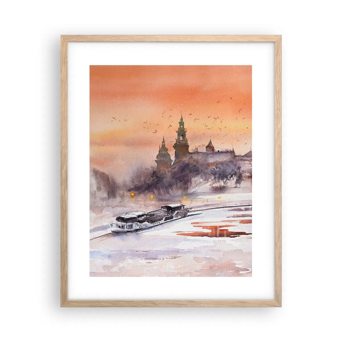 Poszter világos tölgy keretben - Királyi naplemente - 40x50 cm