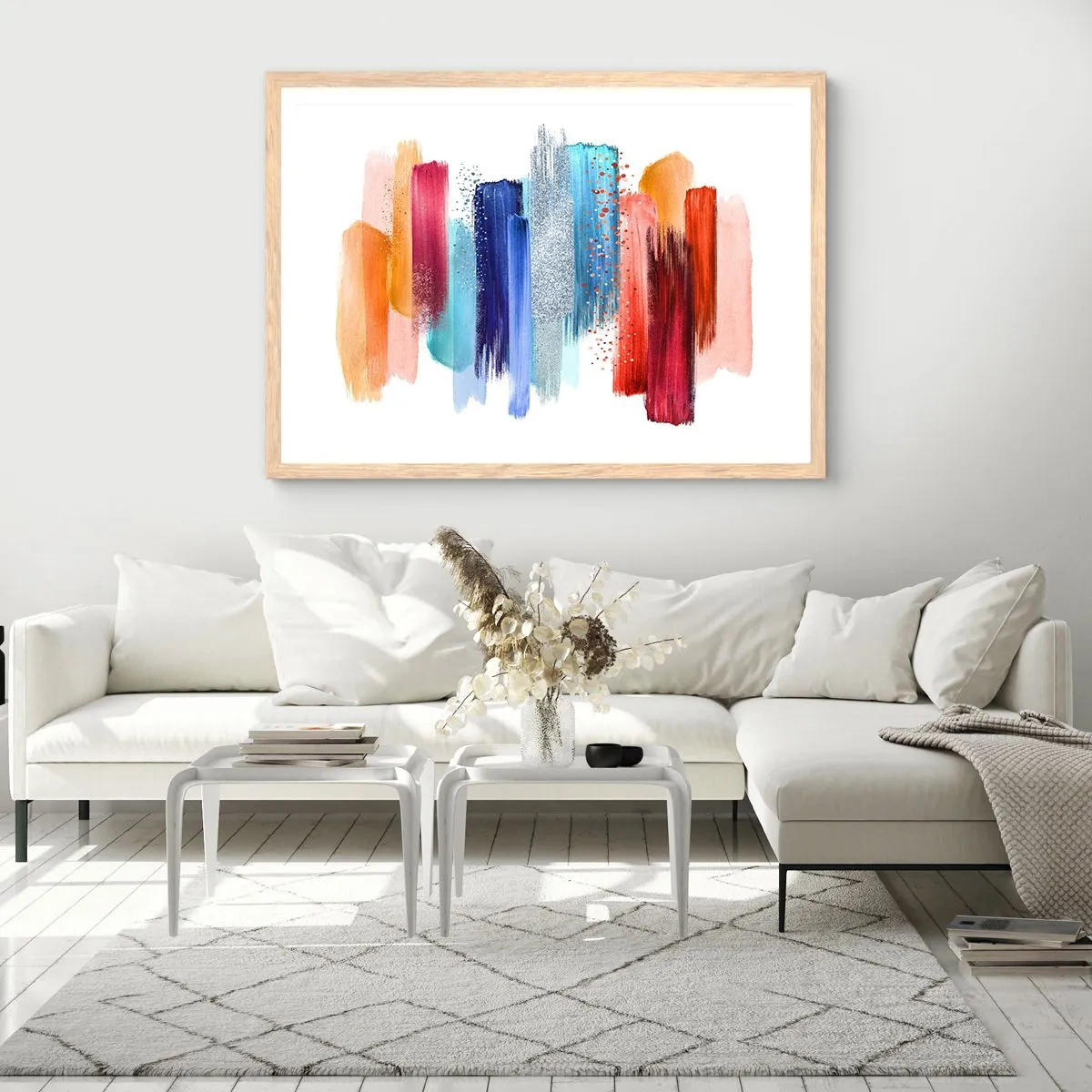 Poszter világos tölgy keretben - Fel és le - 100x70 cm