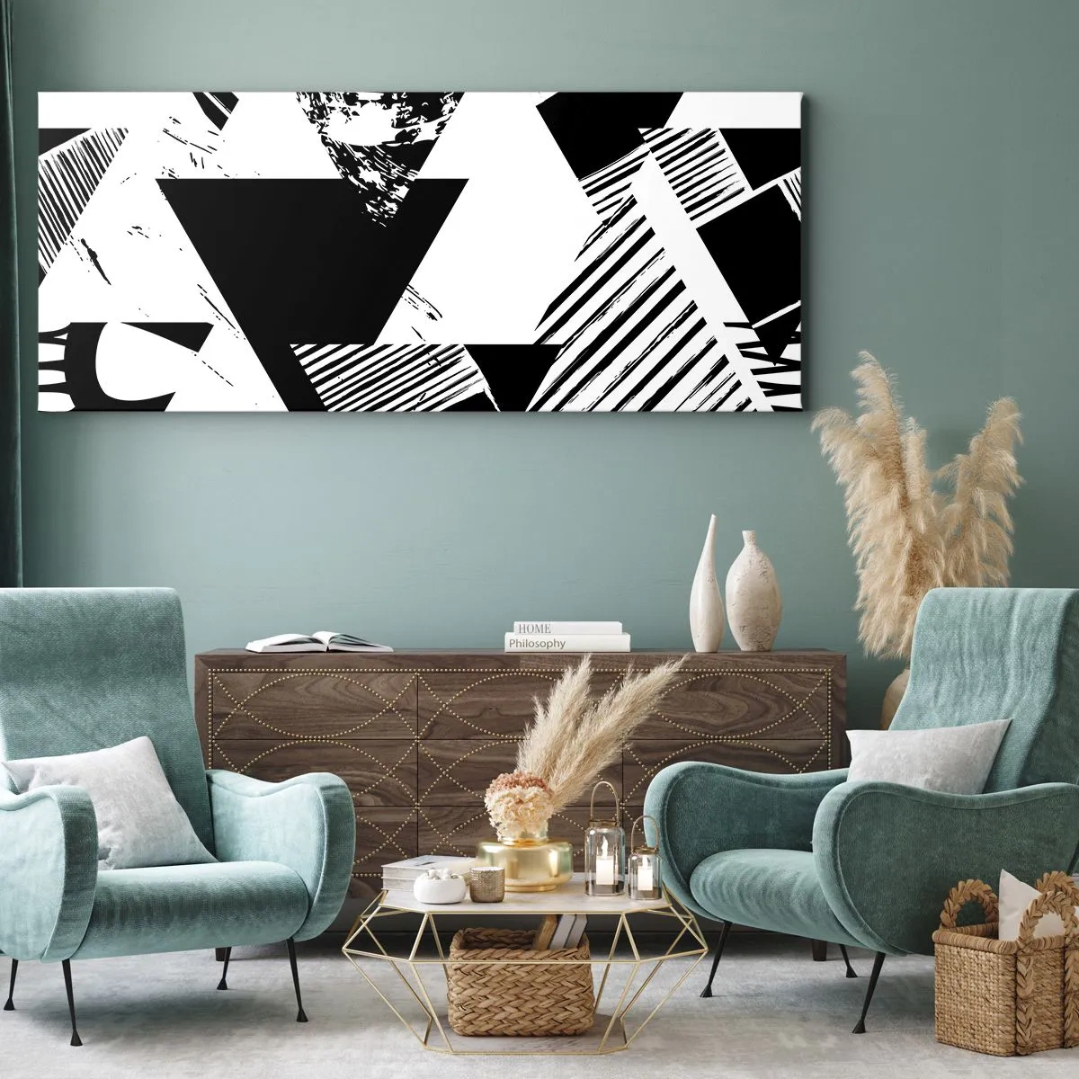 Vászonkép - Háromszögek esője - 140x50 cm