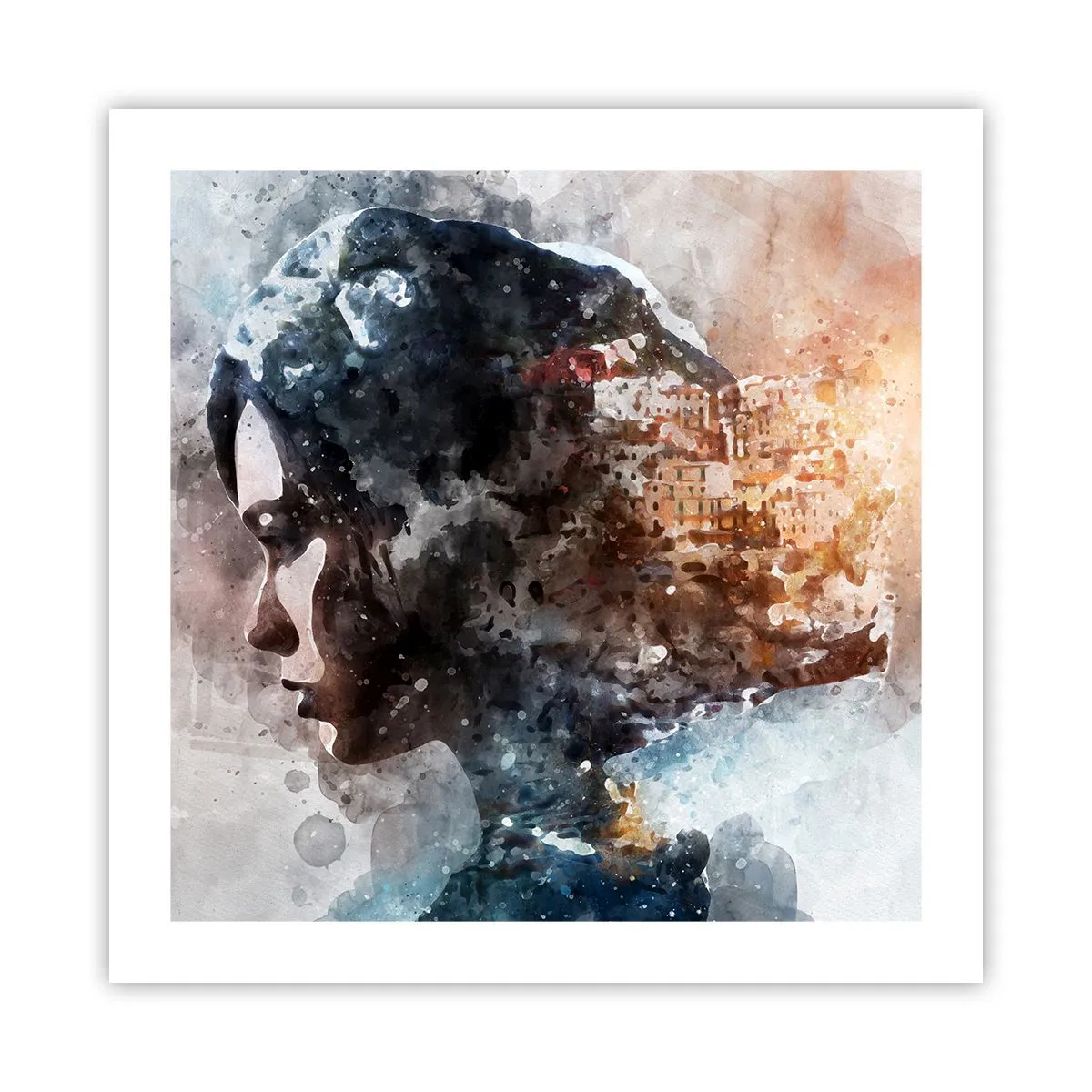 Poszter - Történet egy lányról, várossal a háttérben - 50x50 cm