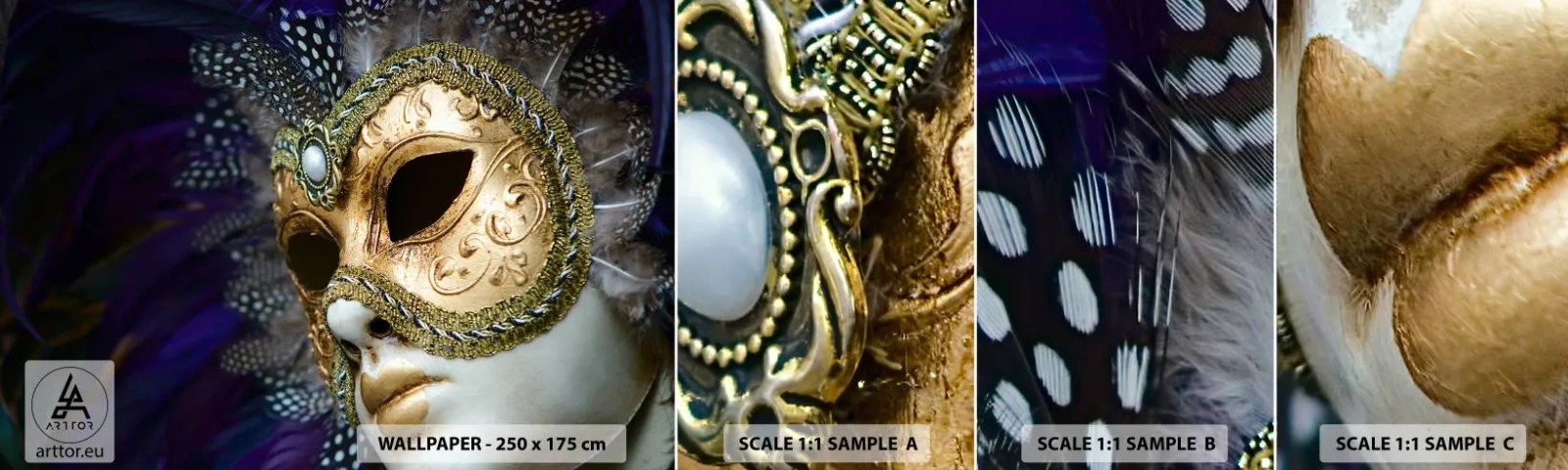 Fotótapéta Minta Standard Eco - Velencei portré aranyban - kapucni, Darab, Velence - 100x30 cm