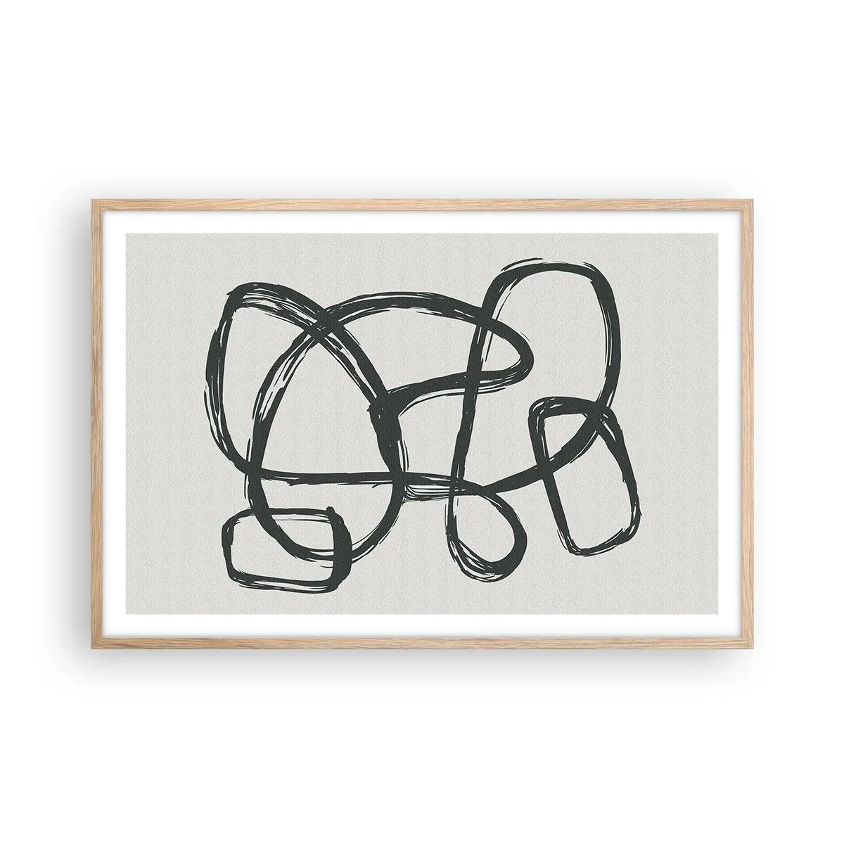 Poszter világos tölgy keretben - Hurkolt absztrakció - 91x61 cm