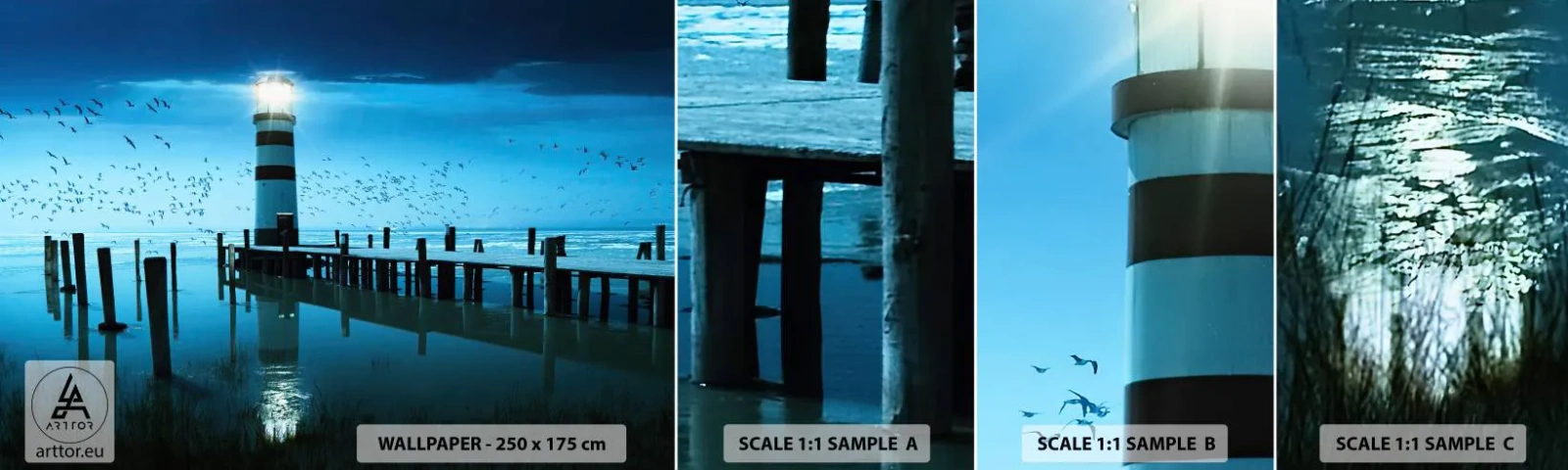 Fotótapéta Minta Standard Eco - És nem félsz a sötéttől - Tájkép, Világítótorony, Fa híd - 100x30 cm