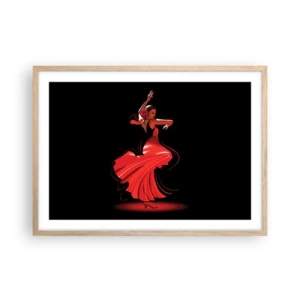 Poszter világos tölgy keretben - A flamenco tüzes szelleme - 70x50 cm