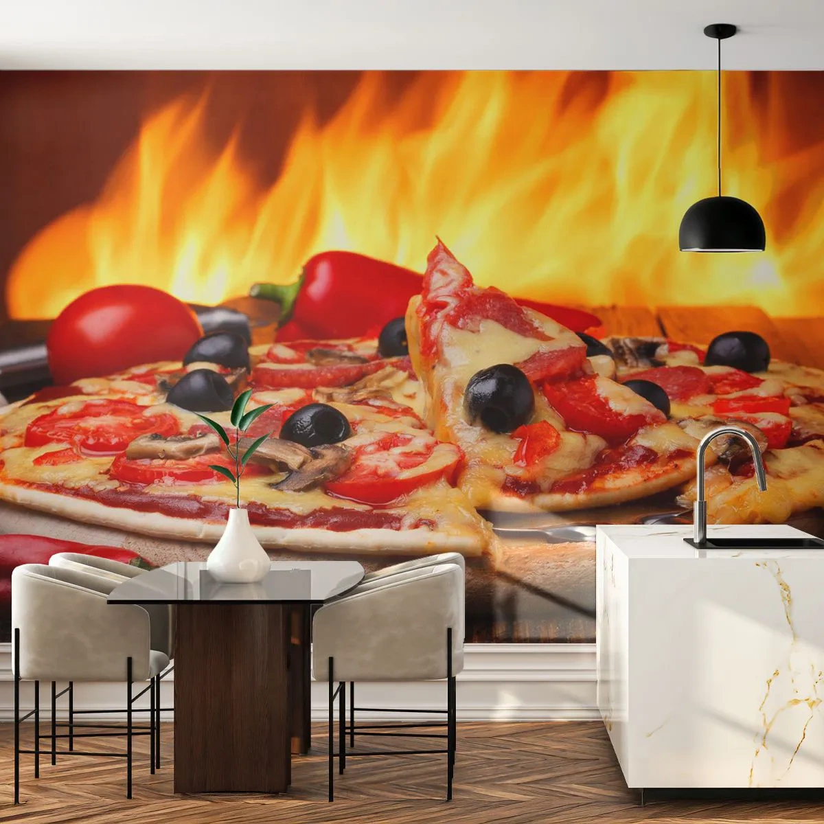 Fotótapéta Premium Sand - From Italy with love - Gasztronómia, pizza, Olaszország - 400x280 cm